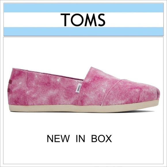 TOMS Alpargata Dark Fuchsia Repreve Distressed Washed Canvas Shoes Flats NIB - Picture 7 of 9